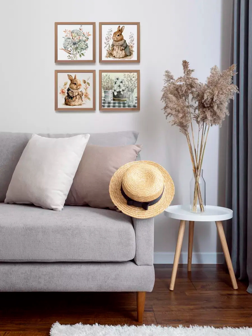 Картины на стену интерьерные на холсте 4 шт, 23*23 см