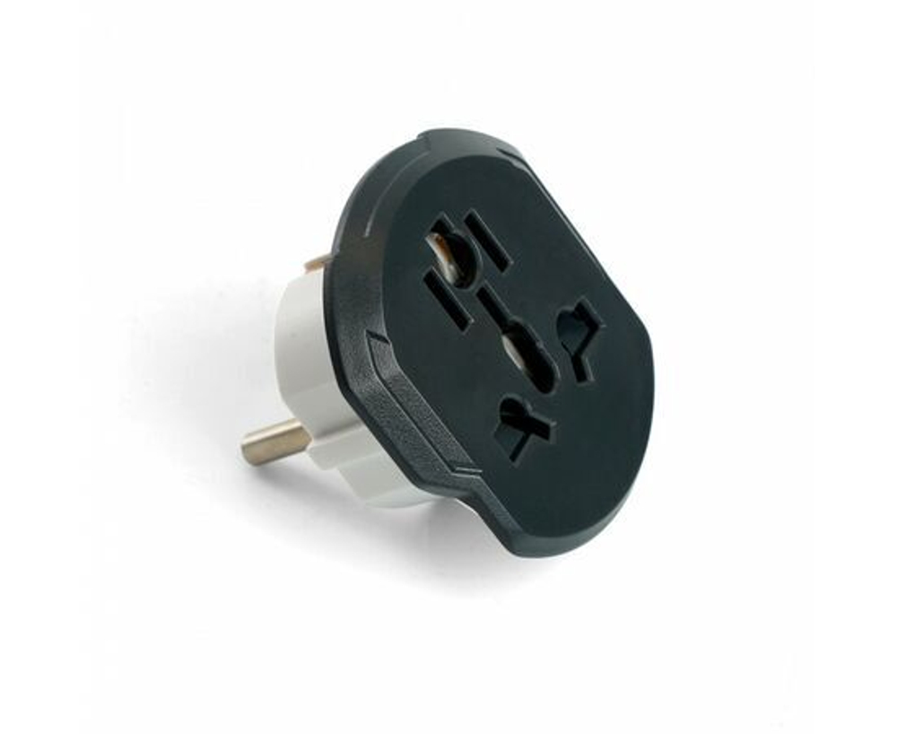 Адаптер-переходник для евровилки STEKKER с/з, ультраплоский, adp16-06-20, 250в, 16a, ip20, серый/белый 49140