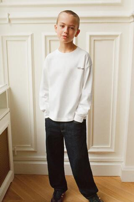 ZARA ФУТБОЛКА HEAVY WEIGHT С ВЫШИТОЙ НАДПИСЬЮ, ЭКРЮ