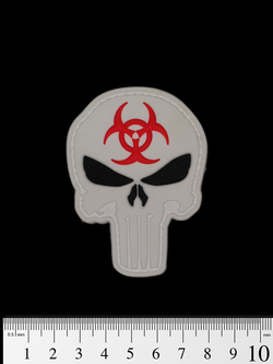 Шеврон Punisher Biohazard 3D PVC. Белый