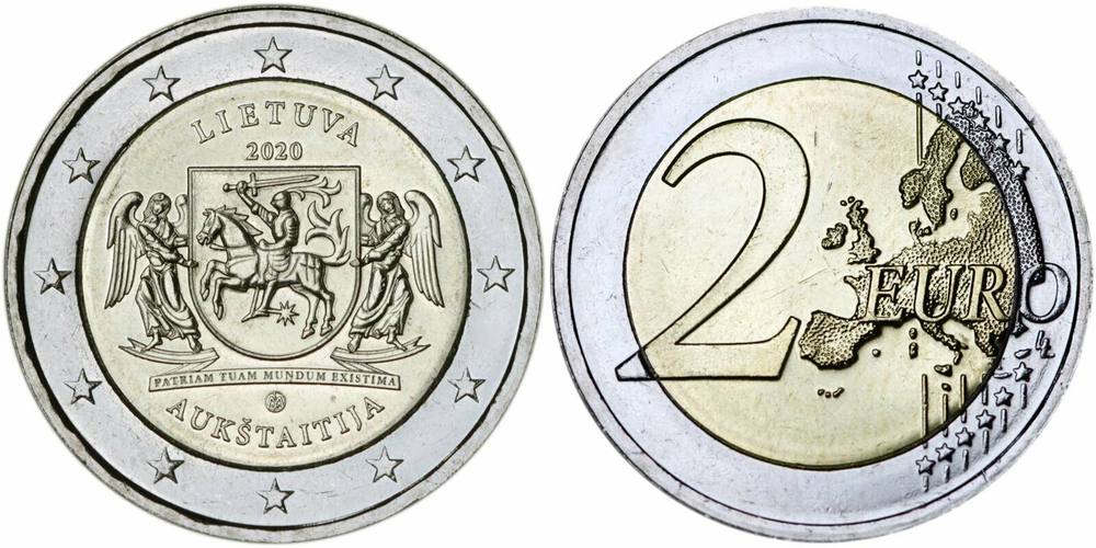 Литва 2 евро, 2020 Литовские этнографические регионы - Аукштайтия UNC
