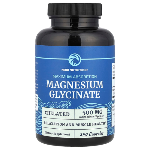 Nobi Nutrition, глицинат магния, максимальное усвоение, 240 капсул (250 мг в 1 капсуле)