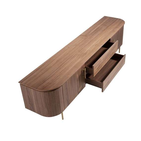 Тумба под ТВ 3227/413F из орехового дерева и золотистой стали