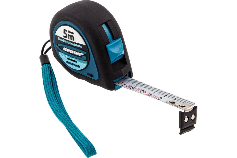 Рулетка 5м х 19мм GROSS Ergonomisch с магнитным обрезиненным зацепом 31102