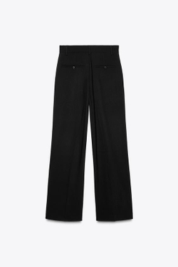 ZARA БРЮКИ С ЗАЩИПАМИ, ЧЕРНЫЙ