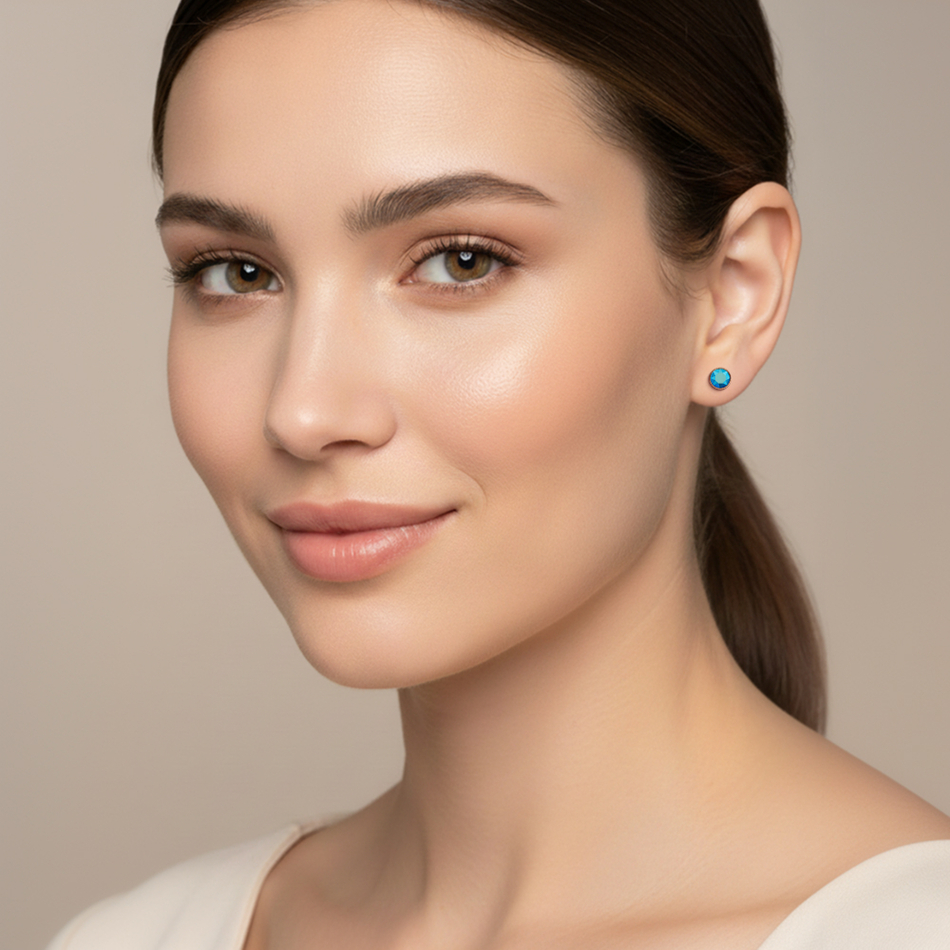 Серьги пусеты Fiore Luna Crystal Metalic Blue SWE297 CMB RG