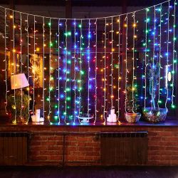 ULD-C2030-240-TWK MULTI IP67 Занавес светодиодный с эффектом мерцания. 3х2м. Соединяемый. 240 светодиодов. Разноцветный свет. Провод белый. TM Uniel.