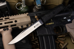 Нож Kizlyar Supreme VECTOR AUS-8 SW BKH PS (StoneWash, Black Kraton Handle, Polyamide Sheath)