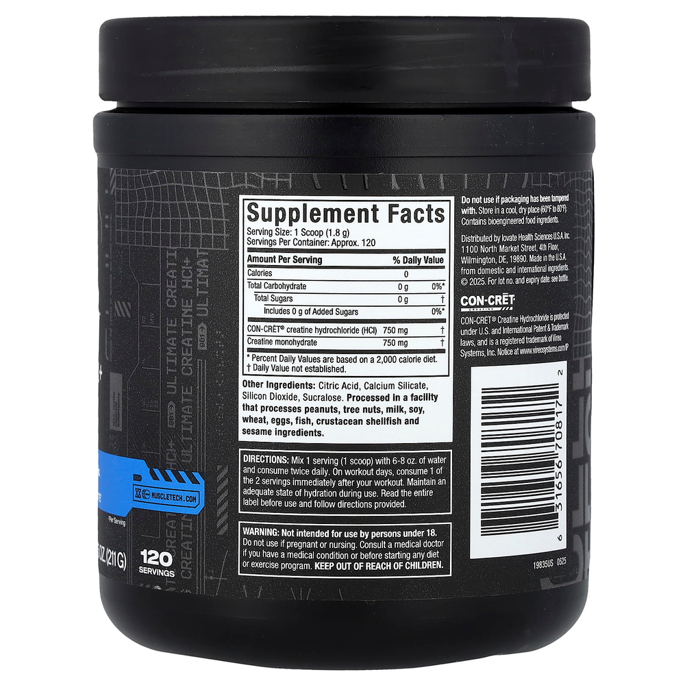 MuscleTech, Cell Tech™, гидрохлорид креатина+, с нейтральным вкусом, 211 г (7,45 унции)