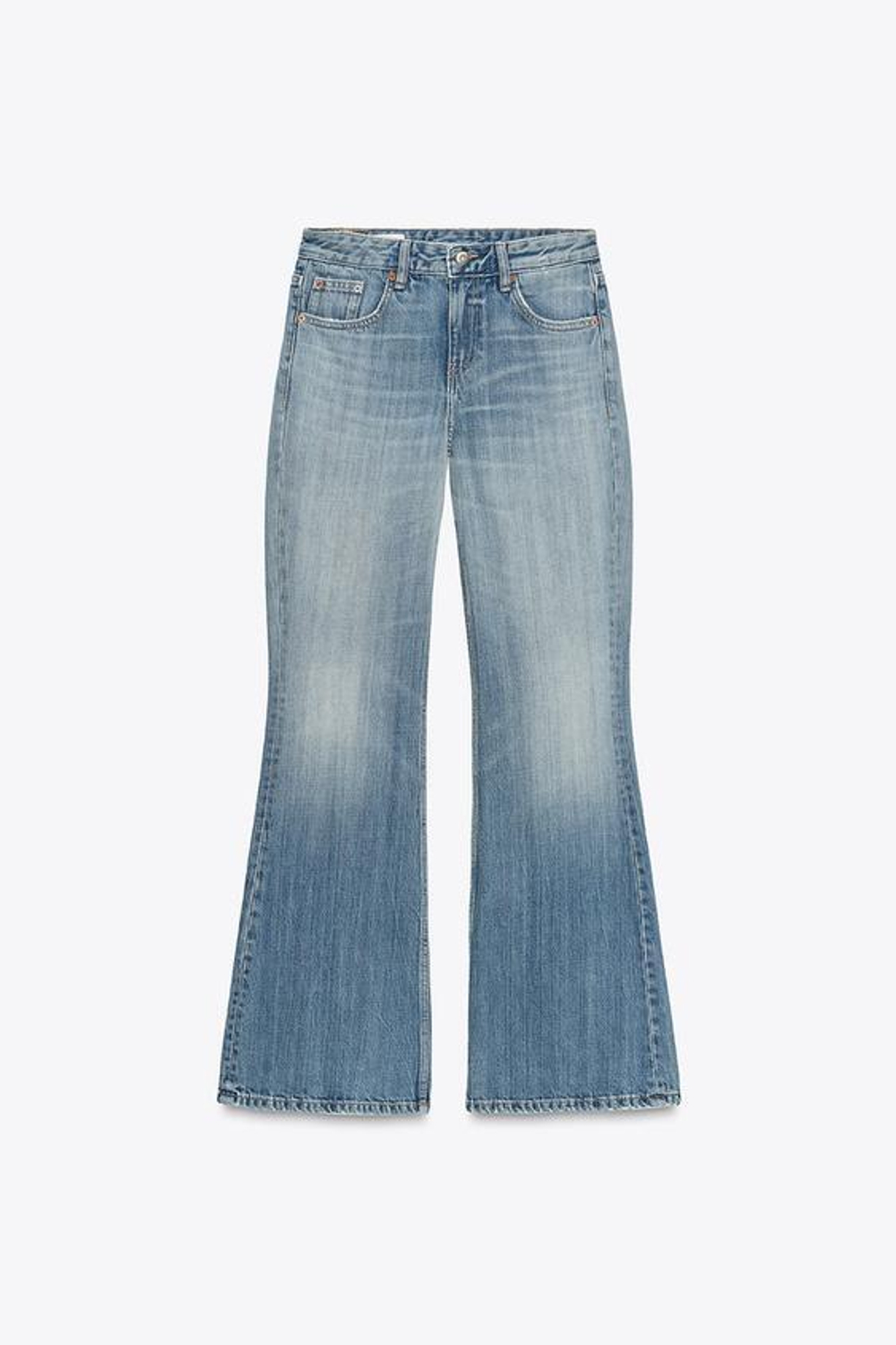 ZARA ДЖИНСЫ TRF КЛЕШ С НИЗКОЙ ПОСАДКОЙ, СИНИЙ