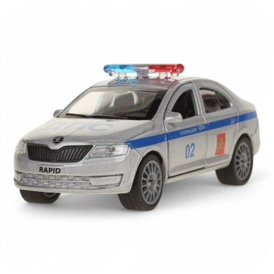 Модель ин. мет. "Skoda Rapid. Полиция" 12см, открыв. дв. и багажн, коробка SB-18-22-SR-P-WB (Технопарк)