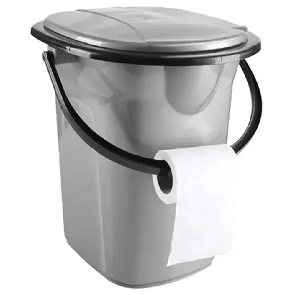 Ведро для туалета 19 л черное-серебро