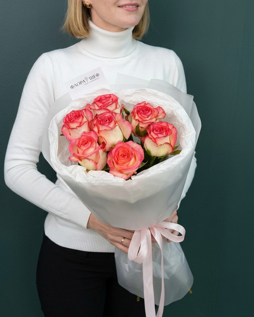 Роза розовая Джумилия,7шт(00495)