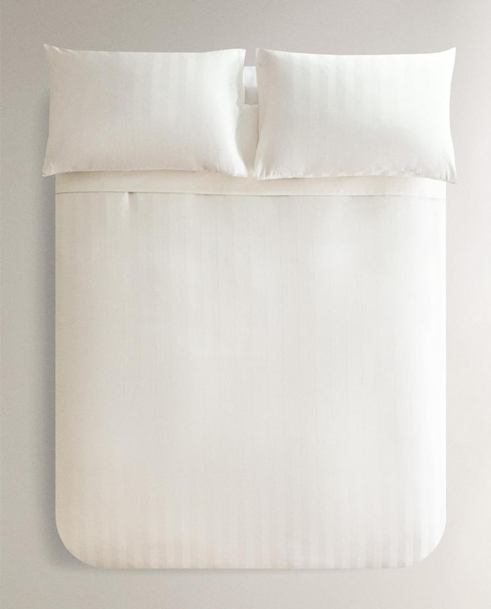 ZARA HOME САТИНОВЫЙ ПОДОДЕЯЛЬНИК В ПОЛОСКУ, БЕЖЕВЫЙ