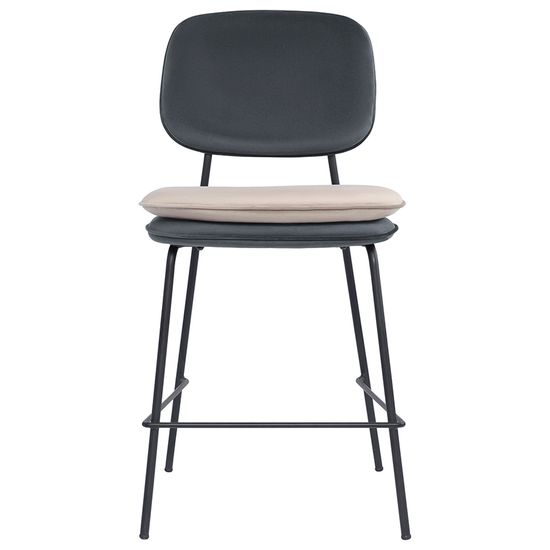 Стул полубарный pea, велюр, темно-серый/бежевый