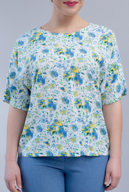 Блузка женская 2165ЮПБ, голуб.цветок #40ГЦ092165ЮПБ