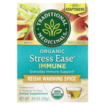 Traditional Medicinals, Organic Stress Ease® Immune, согревающая приправа с грибами рейши, без кофеина, 16 чайных пакетиков в упаковке, 28 г (0,99 унции)