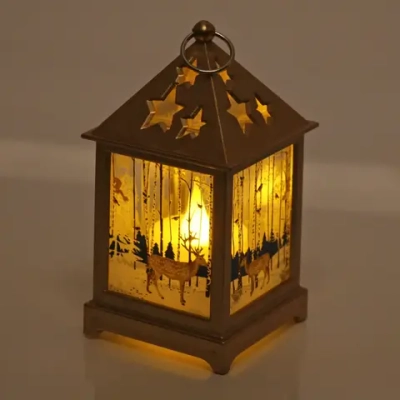 Сувенир с подсветкой «Звездный домик с оленем» 12,5*6,5 см, Золото