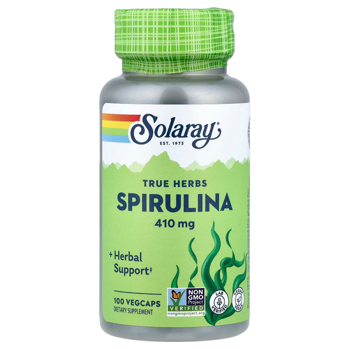 Solaray, True Herbs, спирулина, 100 растительных капсул