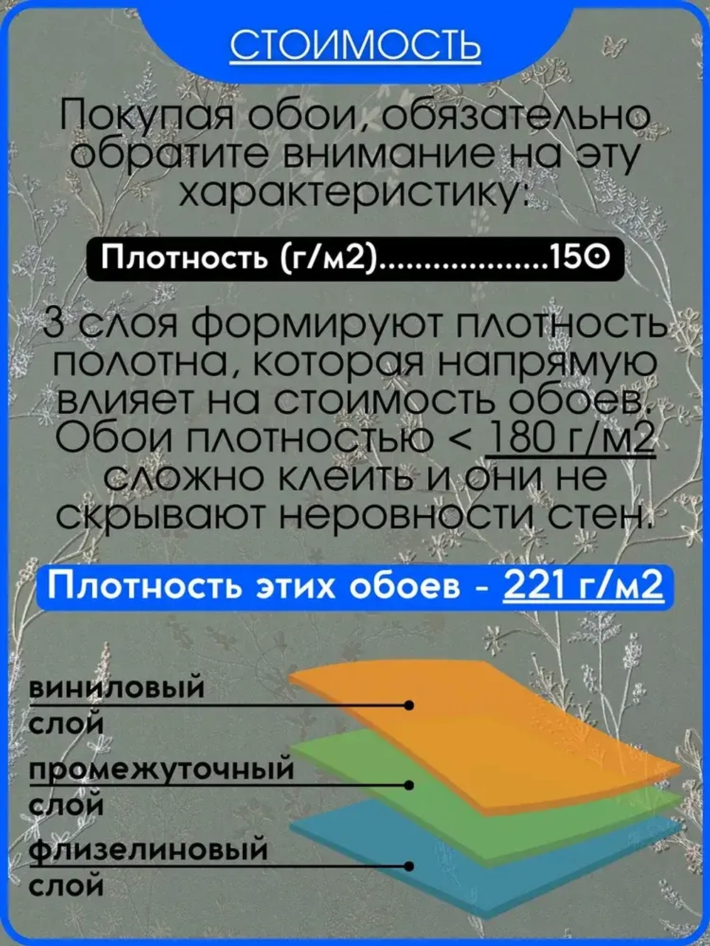 Обои Флизелиновые 1.06 KOF-H Флористика-14, Можно мыть, Цветы, F317527