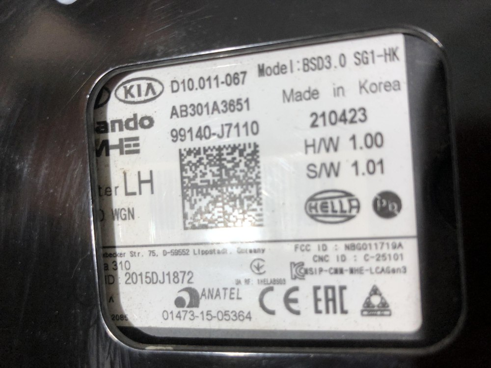 Датчик слепых зон Kia Ceed 3 (CD WGN) 18- Б/У Оригинал 99140J7110