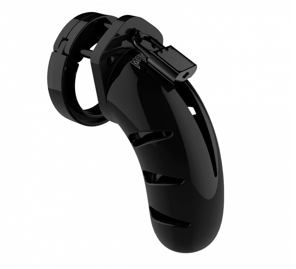 Чёрный мужской пояс верности Model 03 Chastity 4.5 Cock Cage (Цвет: черный)