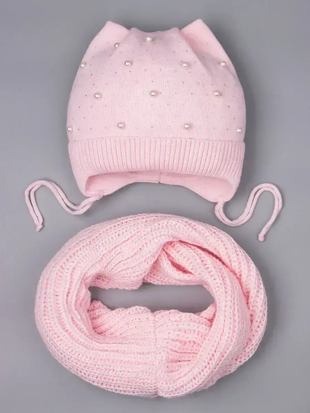 Шапка для девочки осенняя и снуд ушками