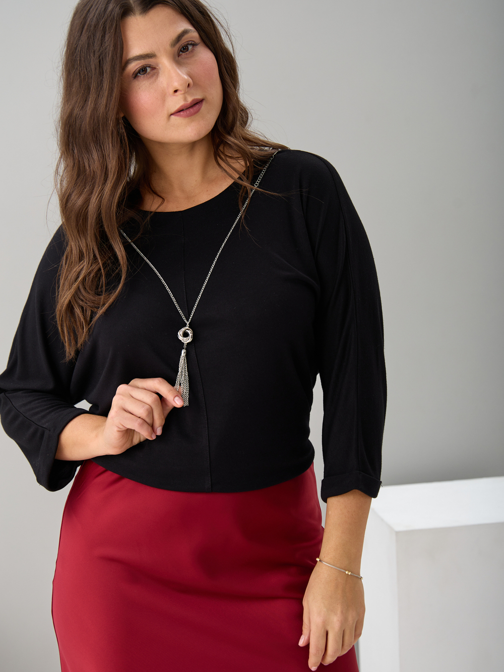 Блузка БЛв-381/черный-цепочка