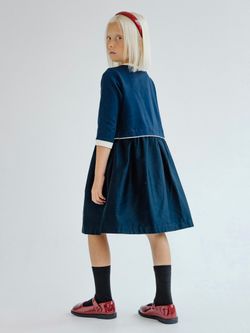 Платье с кантом ТЕМНО-СИНИЙ