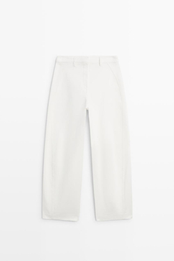 Massimo Dutti Брюки прямого кроя из 100% хлопка, экрю