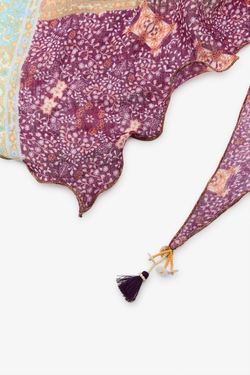 ZARA БАНДАНА С ПРИНТОМ, БУСИНАМИ И ПОМПОНАМИ, РАЗНОЦВЕТНЫЙ