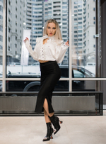 Юбка Medi fashion 0204 классическая удлиненная с небольшим разрезом спереди недорого