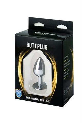 Анальная пробка металлическая с фиолетовым кристаллом Fantasy Toys (S)