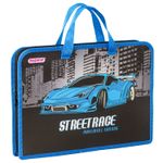 Папка с ручками ПИФАГОР А4, 1 отделение, пластик, молния сверху, 40 мм, SuperCar, 270331