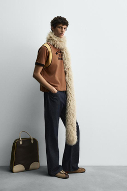 ZARA HARRY LAMBERT X DISNEY ФУТБОЛКА С КОНТРАСТНОЙ НАДПИСЬЮ, КОРИЧНЕВЫЙ