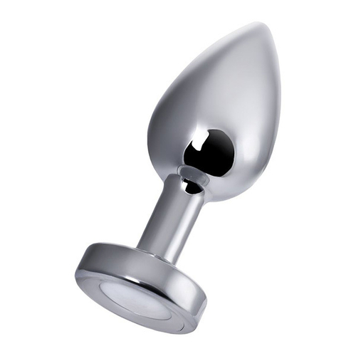 Серебристая анальная втулка 8,8см со светодиодами ToyFa Metal 717060-12