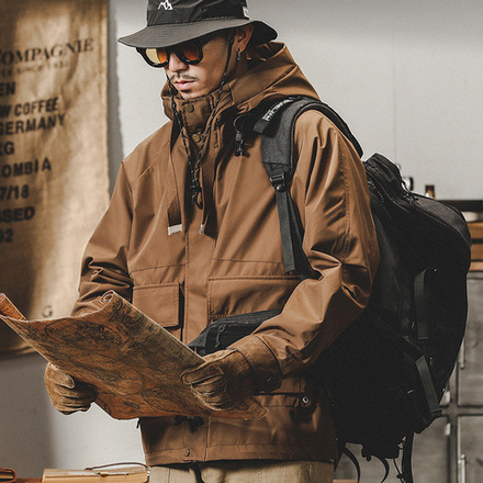 Классическая Ретро Рабочая одежда куртка с капюшоном и накладными карманами весенне-осенняя куртка.