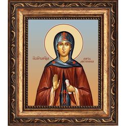 Мария Лактионова, послушница, преподобномученица. Икона на холсте. В раме 10 х 12 см.