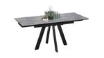 Стол кухонный обеденный раздвижной Черный муар/Керамика матовая серый мрамор 120(180)х80х77 см