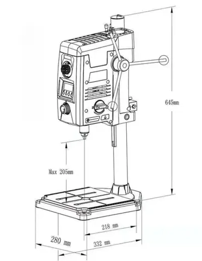 Станок сверлильный настольный BG-518801 для широкого спектра материалов, 200-2500 об/мин, 800 Вт, трехкулачковый патрон, стационарная дрель