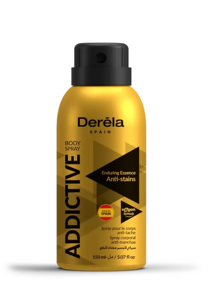 DERELA  Дезодорант-спрей для тела  с защитой от пятен ADDICTIVE 150мл*12
