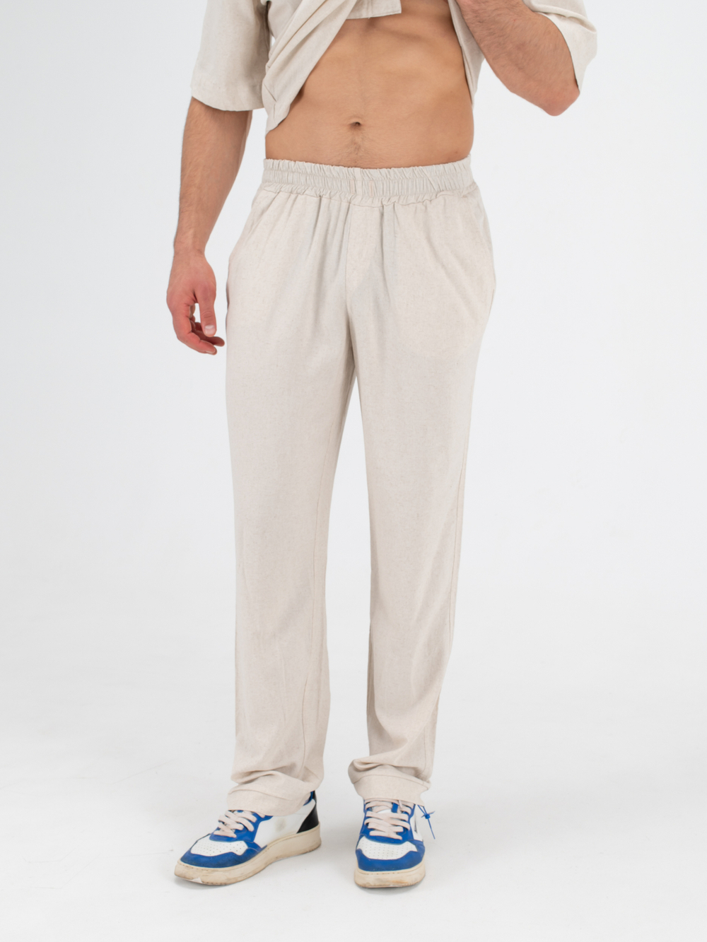 Костюм льняной с брюками. Песок