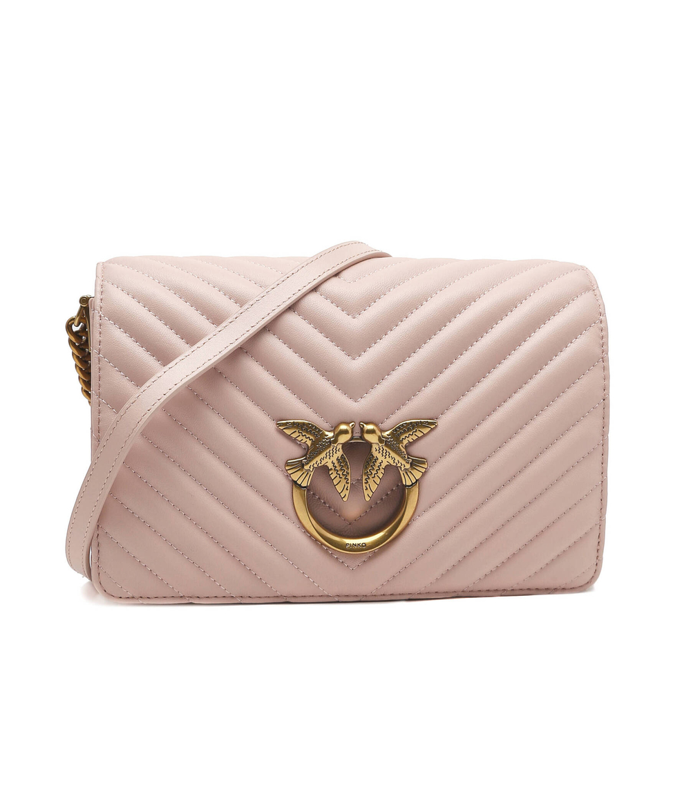 кожа наплечная сумка LOVE CLICK CLASSIC SHEEP NAPPA Pinko - пудро-розовый(100063 A0GK)