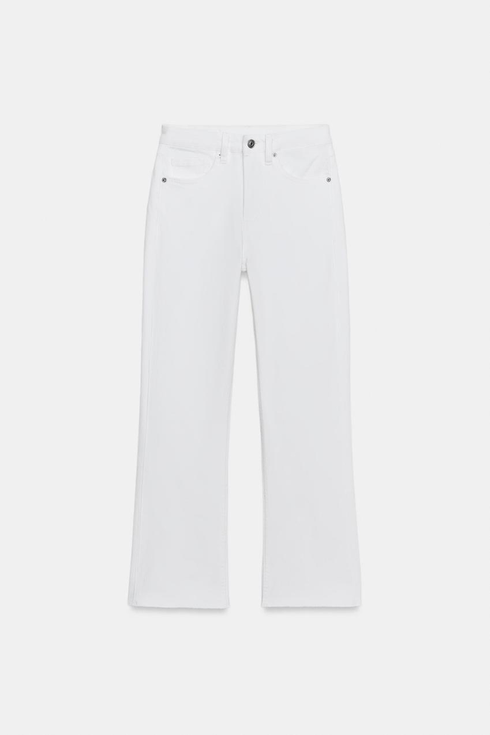 ZARA ДЖИНСЫ TRF CROPPED FLARE С ВЫСОКОЙ ПОСАДКОЙ, БЕЛЫЙ