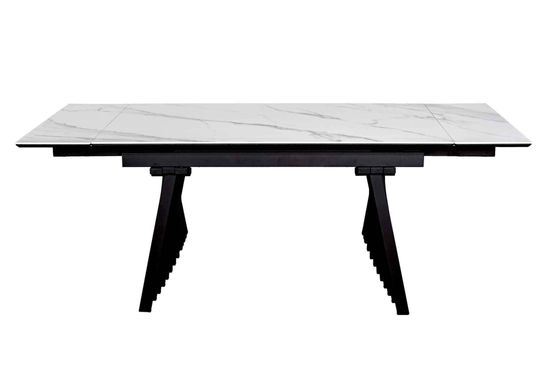 Стол Ivar 140 (+30 +30) х 85 керамика матовая Snow white / черный муар