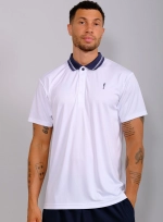 Мужское поло RS Performance Court Polo - Striped Collar REC белое (252M017-002)