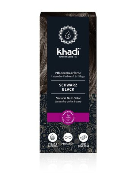 ЧЕРНЫЙ натуральная краска для волос Khadi Naturprodukte, 100 гр