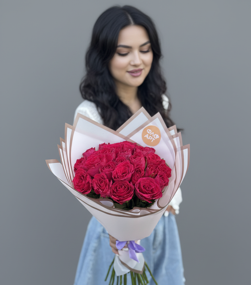 Розы розовые 40 см (Premium) 25 шт