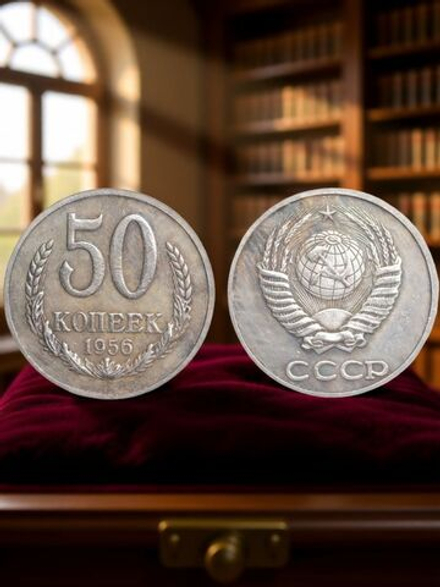 50 копеек 1956 года Проба СССР Копия пробной советской монеты посеребрение