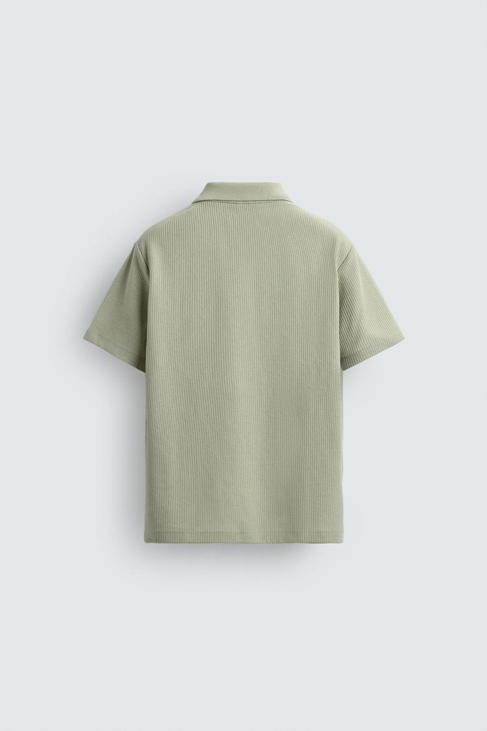 ZARA ПОЛО REGULAR FIT ИЗ ХЛОПКА С РЕЛЬЕФНЫМ УЗОРОМ, СЕРО-ЗЕЛЕНЫЙ